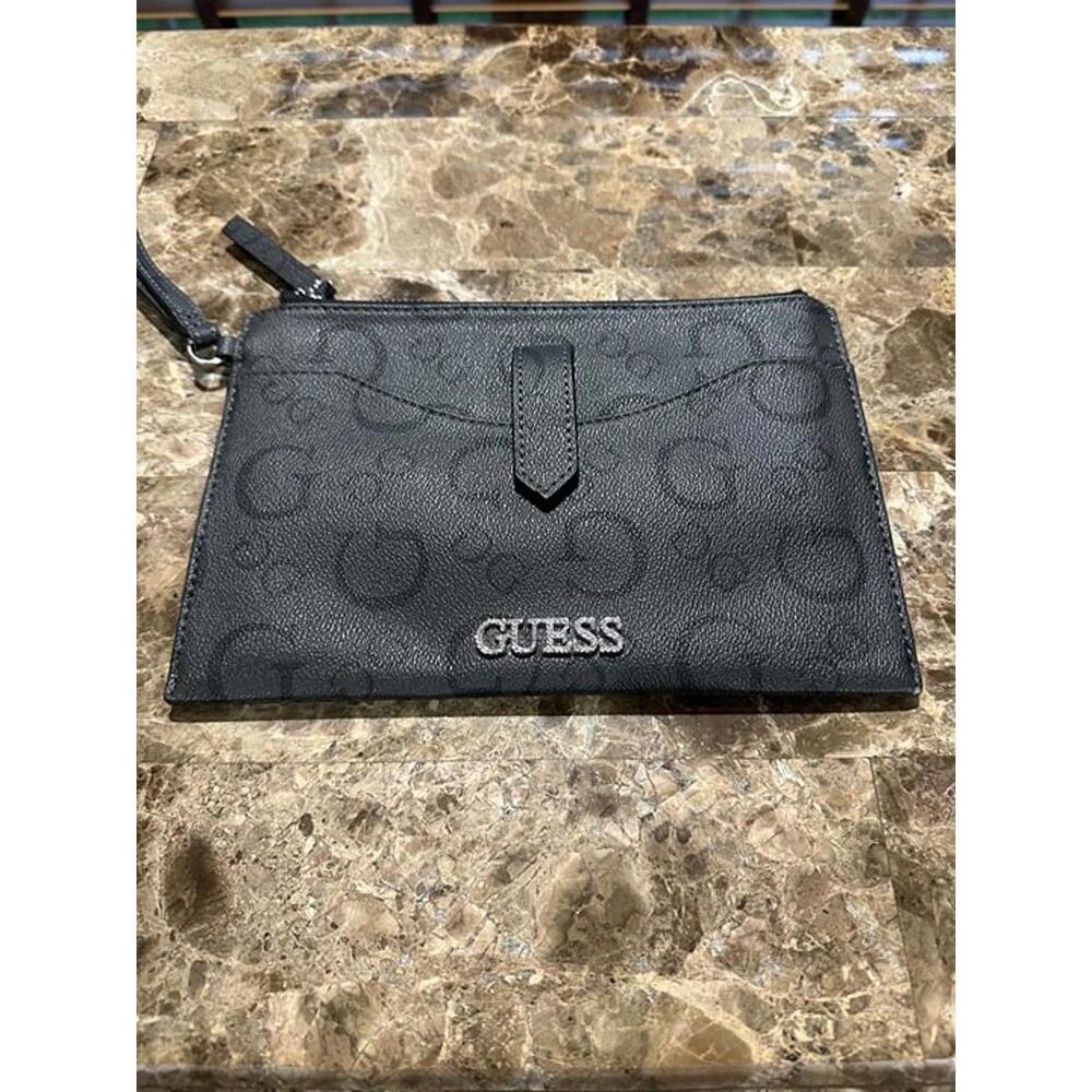 Guess Black Logo Wristlet